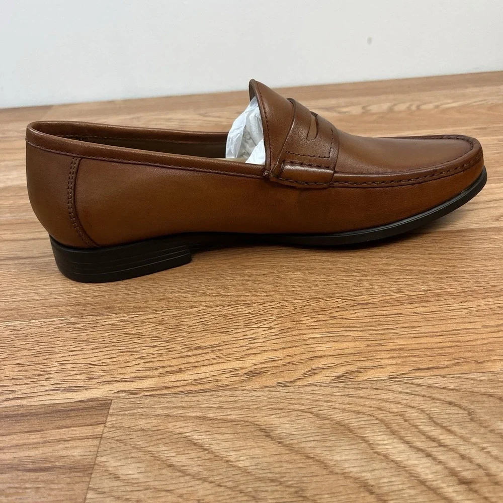 Peter Huber‎ Austin Penny Loafer in Cognac Men's Size 9.5 Leather NEW